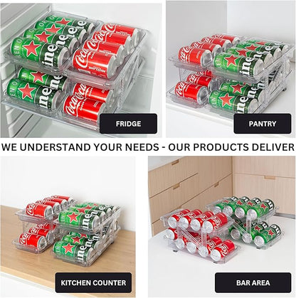 GAROOD Expandable Soda Can Organizer – Drink Organizer for Fridge, Soda Can Organizer for Refrigerator, Can Dispenser for Fridge, Pantry Can Organizer & Canned Food Organizer Storage - TWO PACK