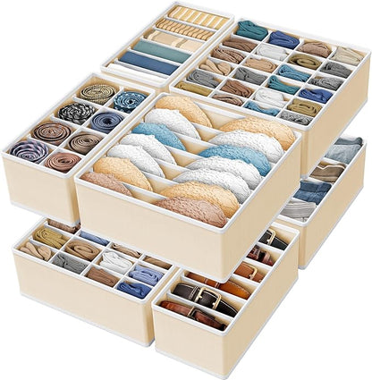 Simple Houseware Closet Underwear Organizer Drawer Divider Assorted 7 Pieces, Beige