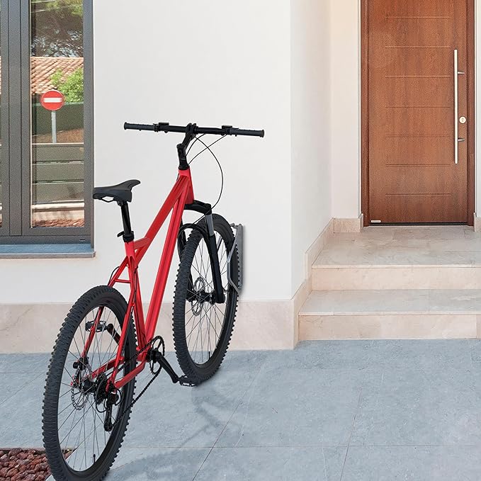 Relaxdays Wall Mounted Carrier 4 Bicycle Parking Brackets Steel 180° Swivel 32.5 x 9 x 29.5 cm Silver, Metal, 4 Supporti