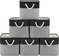 Patvingot 11 Inch Cube Storage Bins, 6 Pack Fabric Storage Cubes with Rope Handles, Organizer Baskets for Closet Shelves, Clothes and Home Organization(Dark/Gray)