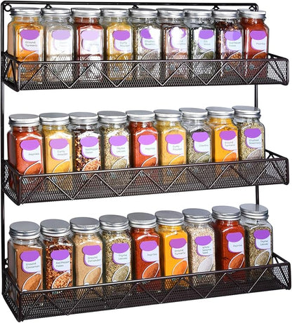 AMT 3 Tier Nail Rack, Pack Metal Wall Mount Organizer, Essential Oils Organizer, Pantry Cabinet Door Shelf Storage.Hanging Display for Spice Jars, Sauces, Cosmetic Beauty Bottles