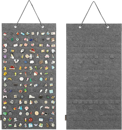PACMAXI Hanging Brooch Pin Organizer, Display Pins Storage Case, Brooch Collection Storage Holder, Holds Up to 96 Pins.(Not Include Any Accessories) (M-170 Slots, Light Grey, Medium)