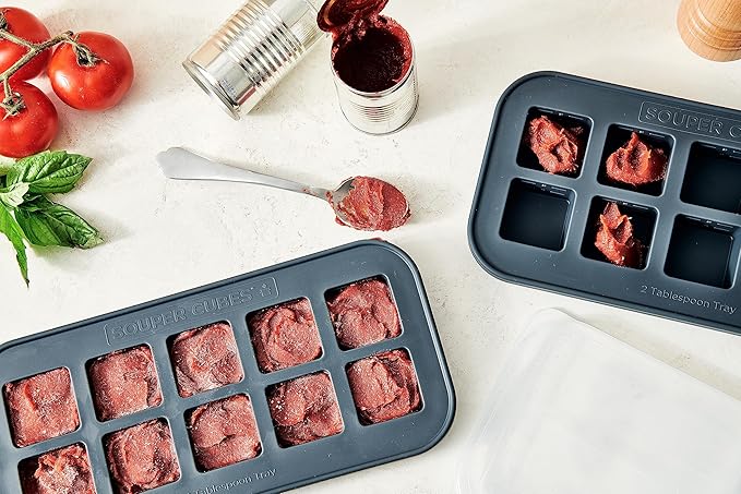 Souper Cubes 2 Tbsp. Silicone Freezer Molds - Perfect for Storing Garlic, Herbs, Ginger, Pesto, Tomato Paste, Lemon Juice, Purees and More - Charcoal – 1-Pack