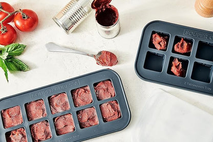 Souper Cubes 2 Tbsp. Silicone Freezer Molds - Perfect for Storing Garlic, Herbs, Ginger, Pesto, Tomato Paste, Lemon Juice, Purees and More - Charcoal – 1-Pack
