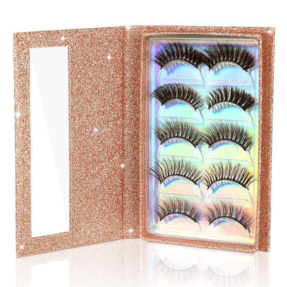 2 Packs 5 Pairs Eyelash Book Empty False Lash Storage Book Box Glitter False Eyelash Storage Case Container Makeup Display Lash Holder Portable Travel Catalog for Women, Rose Gold