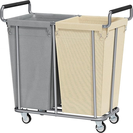 Gewudraw Large laundry hamper with Wheels, 2 Bag 360L Big Rolling Laundry Basket Sorter Cart, Extra Large Laundry Clothes Hamper, Heavy Duty Laundry Basket Organizer for Laundry Room,Bathroom