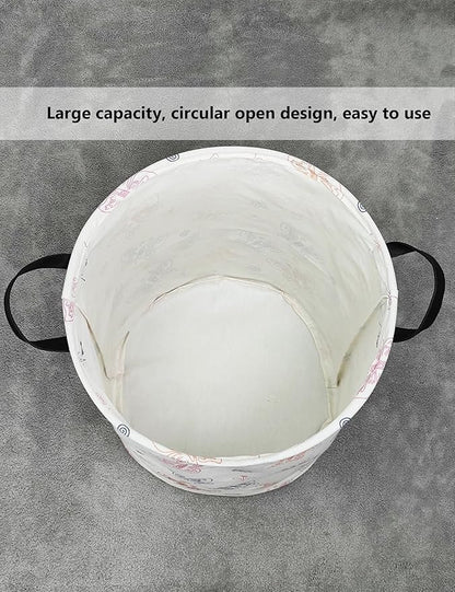 QUEENLALA Large Storage Basket,Laundry Hamper/Bathroom/Home Decor/Collapsible Round Storage Bin,Boys and Girls Hamper/Boxes/Clothing（Round-Colorful Butterfly）