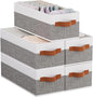 5 Pack Collapsible Storage Baskets, Fabric Foldable Storage Cubes for Organizing, Clothes Organizer Boxes with Handles, White and Gray, 15 x 6 x 5 Inch