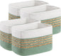 UBBCARE 4 Pack Baskets for Organizing, Woven Storage Baskets for Toys and Towel, Rectangle Cotton Rope Basket with Handles, 14''L x 8''W x9''H, Green