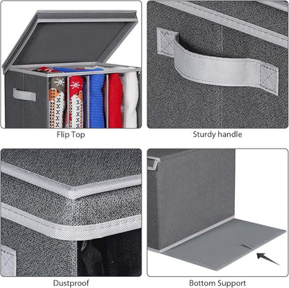 Zilink Upgraded Sweater Organizer for Shelf with Lids and Support Boards Clothes Organizer for Closet with 5 Grids Divider Sweater Storage Bins for Sweaters, Jeans, Pants, Black Pattern, 3 Pack
