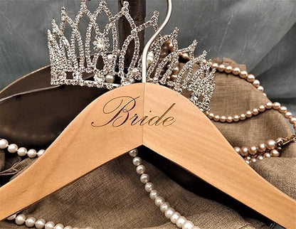 NAHANCO BG20017ENG Bridal Hanger Set, Natural Wood Hangers Engraved with (Bride and Groom), 17” (2 Piece Set)