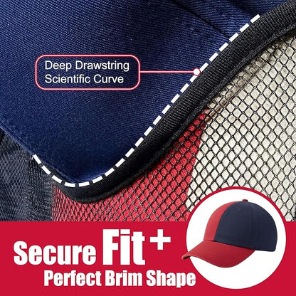 Hat Organizer for Baseball Caps, 24 Deep Pockets Hat Rack, Breathable & Visible, Black Hat Holder with 3 Hooks for Door, Bedroom, Closet Organizer