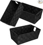 Woven Black Storage Baskets Shelf Tote Boxes Container, Durable Storage Organizer Bins with Built-in Handles for Bedroom, Office, Closet, Kids Room, Nursery, 3-Pack,11.4”x 6.5”x 4.5”