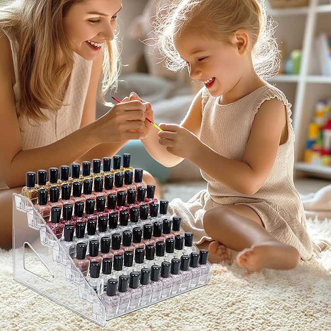 7-Tier Clear Acrylic Nail Polish Storage, Holds 56-112 Bottles, Multi-Purpose Nail Polish Rack, Sunglasses, Essential Oils and Cosmetics