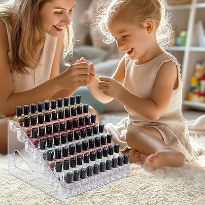 7-Tier Clear Acrylic Nail Polish Storage, Holds 56-112 Bottles, Multi-Purpose Nail Polish Rack, Sunglasses, Essential Oils and Cosmetics