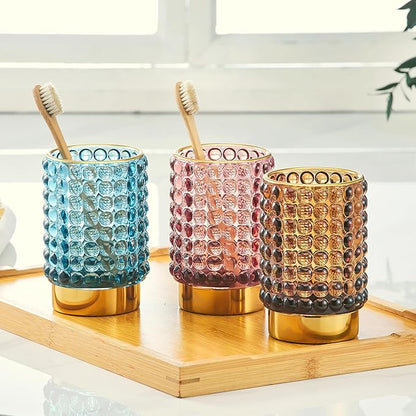 Makeup Brush Holder Organizer,Toothbrush Holders,Desk Pen Pencil Holder,Multifunctional Vintage Glass Brush Cup(A38-8-US/Red/L)