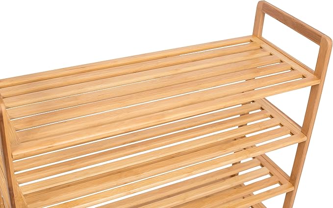 BIRDROCK HOME Free Standing Bamboo Shoe Rack | 6 Tier | Wood | Closets and Entryway | Organizer | Fits 18 Pairs of Shoes