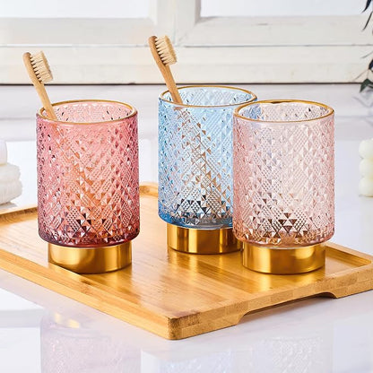 Makeup Brush Holder Organizer,Toothbrush Holders,Desk Pen Pencil Holder,Multifunctional Vintage Glass Brush Cup（A45-4-US）