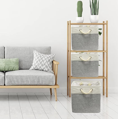 Simple Houseware 13" x 13" Large Fabric Storage Cubes for Closet and Cube Organizer, 3 Pack, Gray