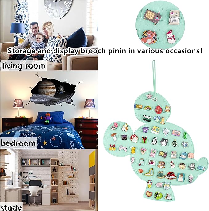 Hanging Brooch Pin Organizer Enamel Pin Display Cute Cartoon Shape Brooch Pin Display Storage Holder for Brooch Pin(Without Accessories ) (beige+green)