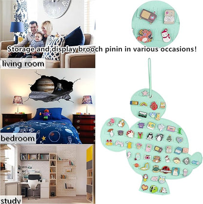 Hanging Brooch Pin Organizer Enamel Pin Display Cute Cartoon Shape Brooch Pin Display Storage Holder for Brooch Pin(Without Accessories ) (beige+green)