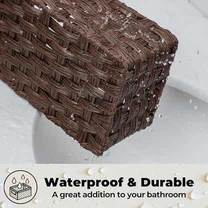 GRANNY SAYS Bathroom Baskets for Organizing, Wicker Baskets for Shelves, Toilet Storage Basket with Dividers, Small Basket for Organizing, Brown, 2-Pack