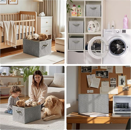 GRANNY SAYS Closet Storage Bins, Storage Baskets for Organizing, Fabric Storage Bins with Handles, Clothing Storage Containers for Organization Wardrobe, Gray, Large, 3-Pack