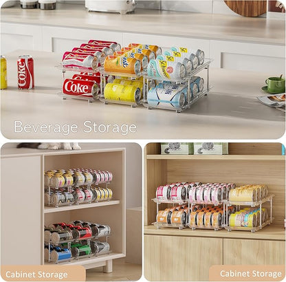 Jsyrjing Cat Food Can Organizer, Can Organizer for Pantry, Modular 3 Tier Adjustable Pet Can Organizer Rack for Large Soup and Beverage Cans, Clear Canned Goods Holder for Pantry and Fridge