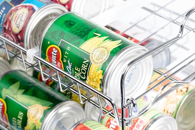 Che'mar Can Organizer for Pantry - Stackable Can Rack for 36 Cans, Canned Food Storage, Pantry Shelf, Kitchen Cabinet or Countertop. (Chrome) | for Pantry