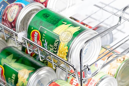 Che'mar Can Organizer for Pantry - Stackable Can Rack for 36 Cans, Canned Food Storage, Pantry Shelf, Kitchen Cabinet or Countertop. (Chrome) | for Pantry