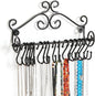 MyGift Jewelry Organizer - Wall Mounted Black Metal Scrollwork Design Necklace Holder Jewelry Display Storage Rack with 20 Hanging S-Hooks