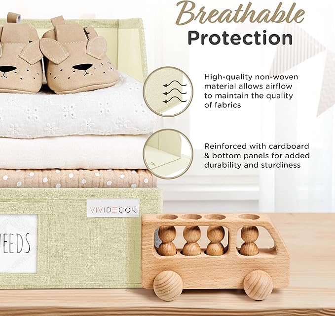 VIVIDECOR Open Front Trapezoid Closet Bins 12x12x10 – Closet Shelf Organizer for Folded Clothes, Easy Access Fabric Storage Baskets – Light Beige, 3 Pack