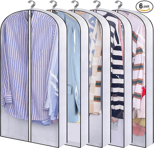 SLEEPING LAMB 40" Clear Garment Bags for Hanging Clothes Storage 4" Gusseted Suit Bags for Closet Storage Coat Cover for Shirts, Sweaters, Jackets (5 Packs)