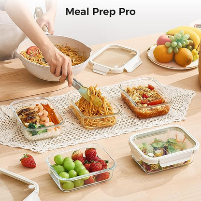 Vtopmart 5 Pack 35oz Glass Food Containers with Glass-Lids & Air Vent, Meal Prep Food Container Sets, Reusable Lunch box for leftovers, Save for Microwave, Oven, Freezer, and Dishwasher, BPA Free