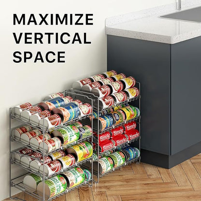 Simple Houseware 2 Tier Stackable Can Rack, Silver, 2 Pack
