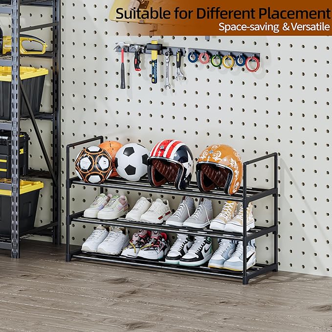 Shoe Rack, 3-Tier Shoe Organizer, Sturdy Shoe Storage Shelf, Perfect for Front Door Entrance, Closet & Entryway, Easy to Assemble, DIY Layering Options (S - 3 Tier)