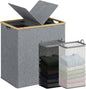 efluky Laundry Hamper with Lid, Double Laundry Basket with 2 Removable Bags, 2 Section Laundry Bin with Bamboo Handles for Bathroom, Bedroom & Laundry Room, 140L (36.9 Gallon) Blue Grey