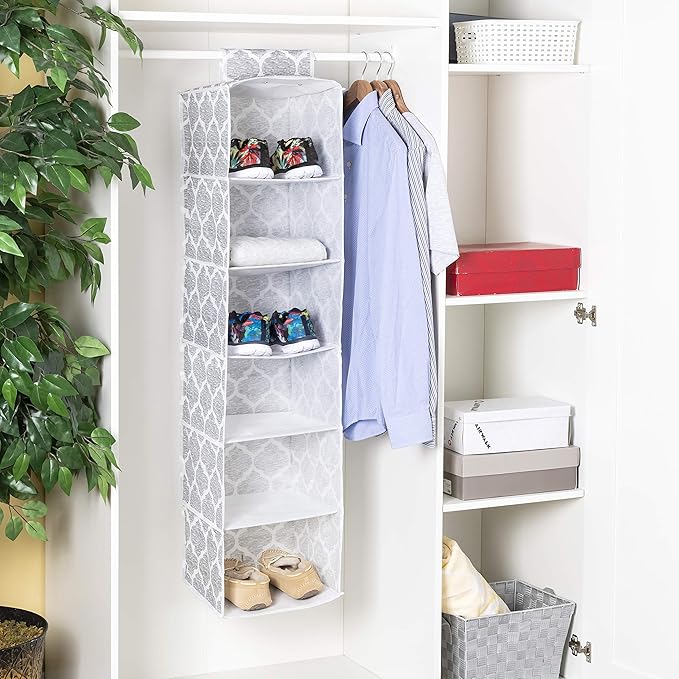 Home Basics Arabesque Non-Woven Closet Storage (2, 6 Shelf Hanging Closet Organizer)