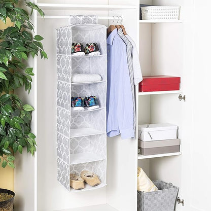 Home Basics Arabesque Non-Woven Closet Storage (2, 6 Shelf Hanging Closet Organizer)