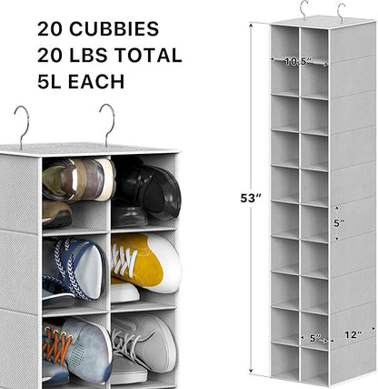 Simple Houseware 20 Section Shelves Hanging Shoes Organizer Holder for Closet, Gray