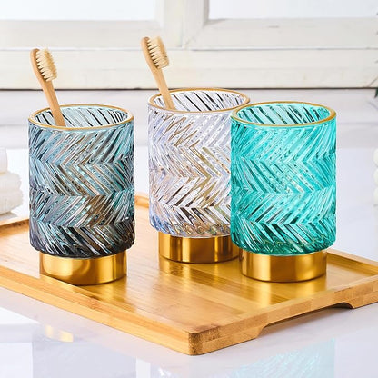 Makeup Brush Holder Organizer,Toothbrush Holders,Desk Pen Pencil Holder,Multifunctional Vintage Glass Brush Cup（A40-6-US）