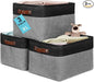 OrganiHaus 16x12.5in Canvas Storage Baskets 3 Pack | EXTRA LARGE Fabric Bins for Shelves | Linen Closet Organizer | Gray/Black
