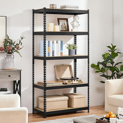 Topeakmart 3PCS 5-Tier Utility Shelves, Metal Storage Shelves Garage Shelving Unit Adjustable Garage Storage Shelves Storage Racks Heavy Duty Shed Shelving- Black, 35.5 x 17.5 x 72 Inch