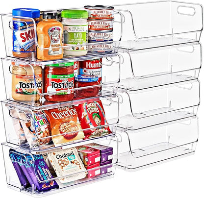 Sorbus Stackable Storage Bins Open Front, Clear Stackable Storage Bins, Pantry Bins for Storage and Organization, Acrylic Stackable Bins for Kitchen, Clear Pantry Organizer Bins (Small Wide 8 Pack)
