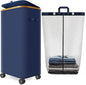 Laundry Hamper with Wheels,29 Gal (110L) Laundry Basket with lid Rolling Clothes Hamper Foldable Dirty Clothes Basket on wheels with Bamboo Frame and Bag for Bedroom, Dorm, Laundry Room-Blue