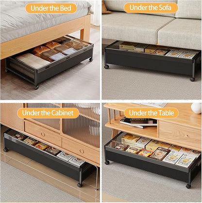 KITHELP Under Bed Storage Containers with Wheels, 2 Pack Underbed Shoe Storage Organizer with Removable Lids, Large Rolling Under Bed Storage Dresser Drawers for Clothes Toys Shoes Blankets