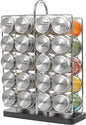 Orii 20 Jar Spice Rack Stainless Steel with Spices Included - Standing Rack Shelf Holder & Countertop Spice Rack Tower Organizer for Kitchen Spices