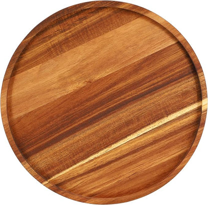 Elama 12 Inch Acacia Wood Lazy Susan Serving Tray, Decorative Serveware, Tabletop Serving Piece (12 Inch Lazy Susan)