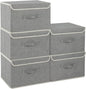 Fabric Storage Bins Cube Organizers with Flip-Top Lid and Handles,Storage Boxes for Organizing Home,Office,and Closet,Grey,5 Pack 15 x 9.8 x 9.8 in