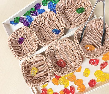 Constructive Playthings Set of Six 5" Square Plastic Woven Baskets for Storage or Sorting